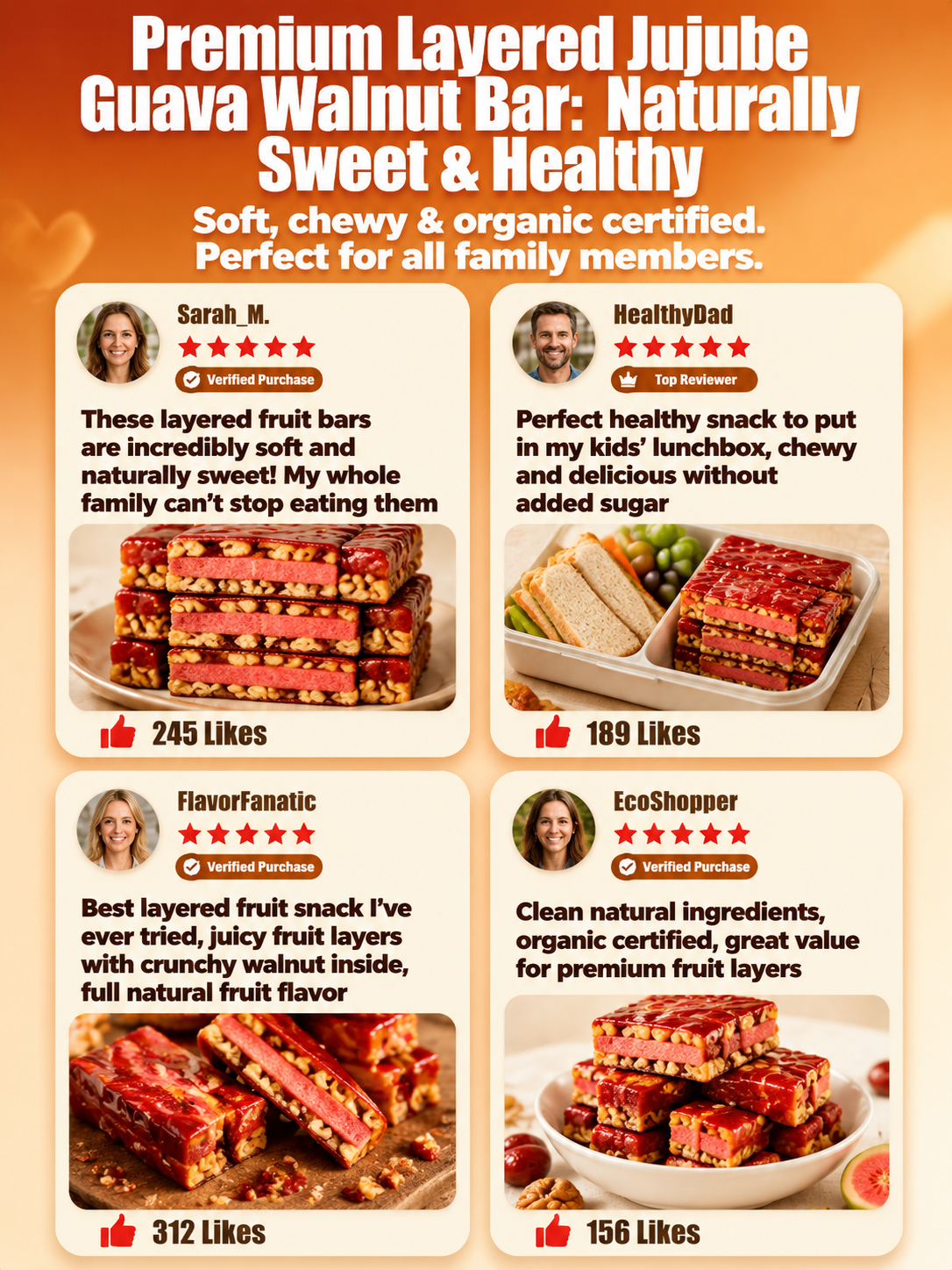 🔴Sweet & Sour Jujube Guava Sandwich Snacks  Soft Chewy Natural Dried Fruit Treat